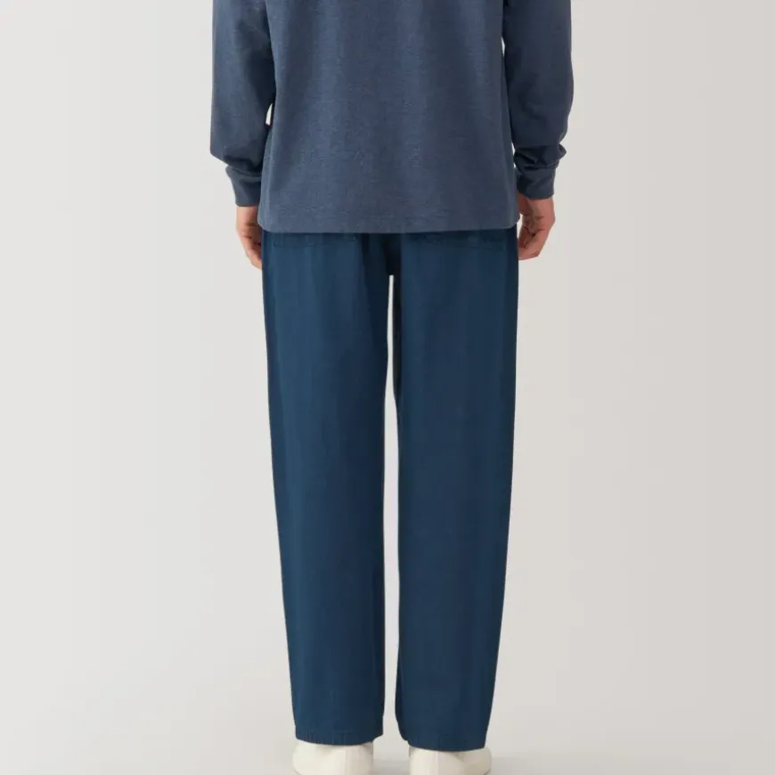 Men's Washed Denim Easy Pants - Dark Navy