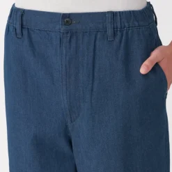 Men's Washed Denim Easy Pants - Navy