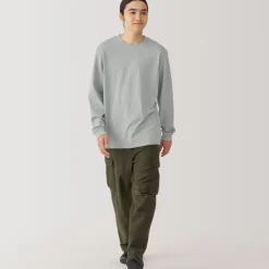 Men's Washed Heavy Weight Crew Neck Long Sleeve T-Shirt