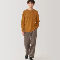 Men's Washed Heavy Weight Crew Neck Long Sleeve T-Shirt