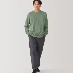 Men's Washed Heavy Weight Crew Neck Long Sleeve T-Shirt