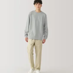 Men's Washed Heavy Weight Crew Neck Long Sleeve T-Shirt