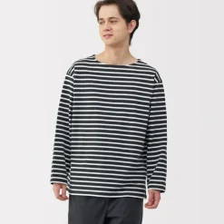 Men's Washed Heavyweight Boat Neck 9/10 Sleeve T-Shirt