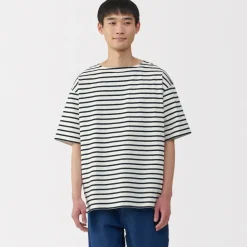 Men's Washed Heavyweight Boat Neck Half Sleeve T-Shirt