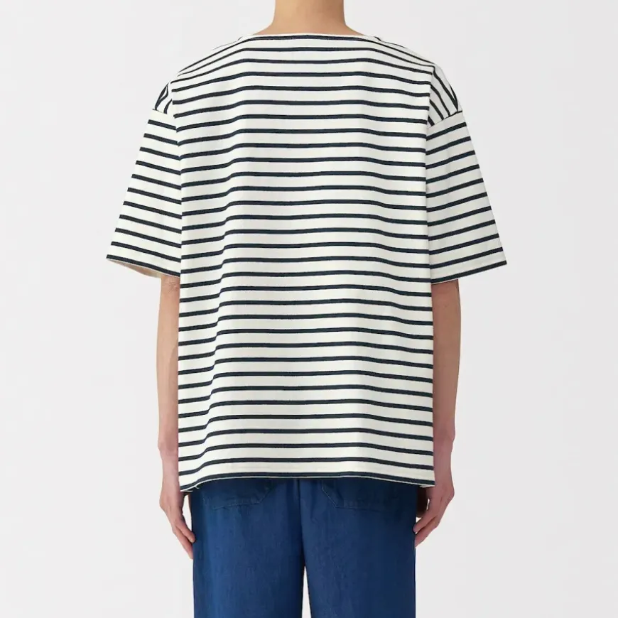 Men's Washed Heavyweight Boat Neck Half Sleeve T-Shirt