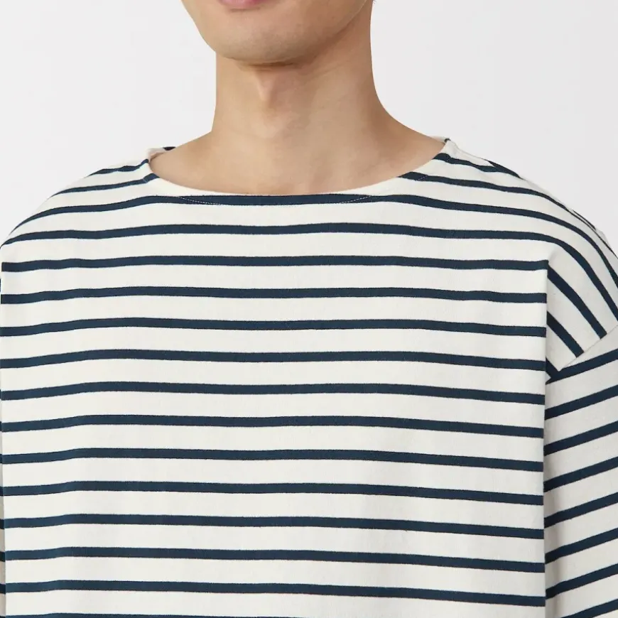 Men's Washed Heavyweight Boat Neck Half Sleeve T-Shirt