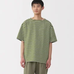 Men's Washed Heavyweight Boat Neck Half Sleeve T-Shirt