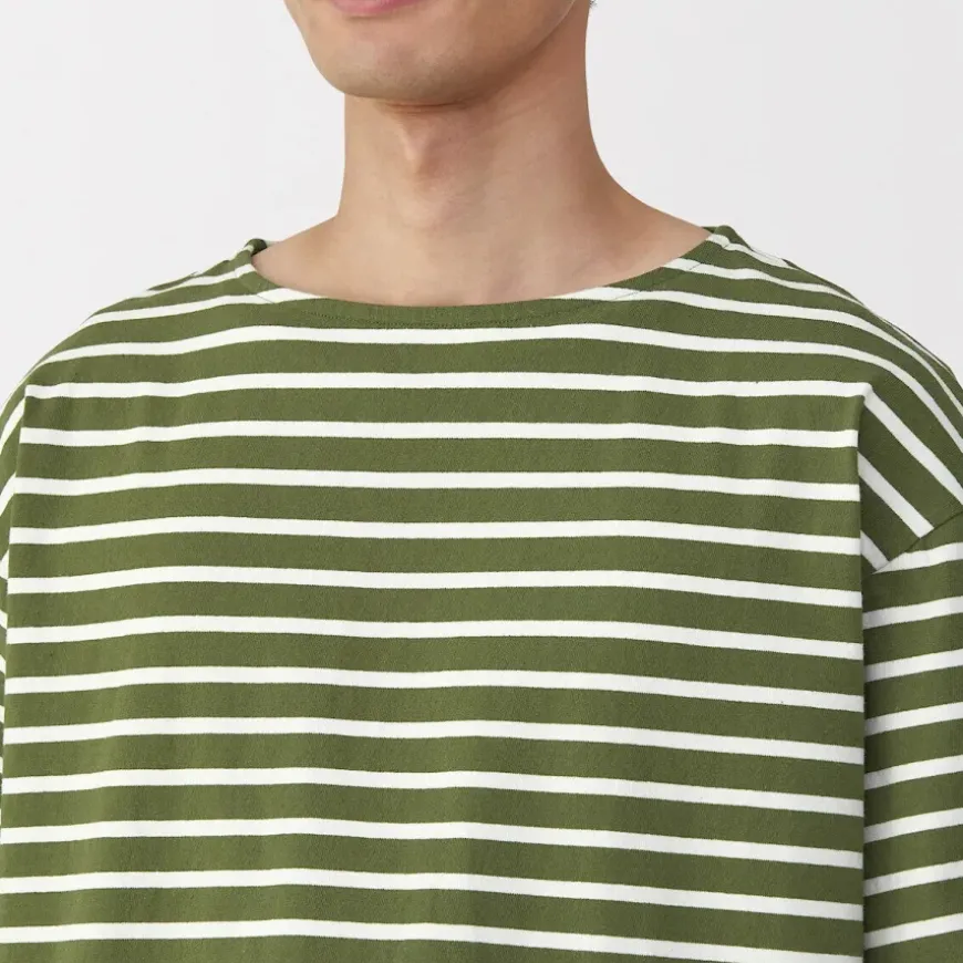 Men's Washed Heavyweight Boat Neck Half Sleeve T-Shirt