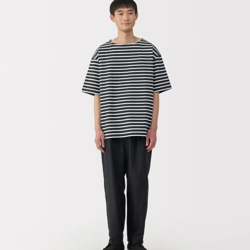 Men's Washed Heavyweight Boat Neck Half Sleeve T-Shirt