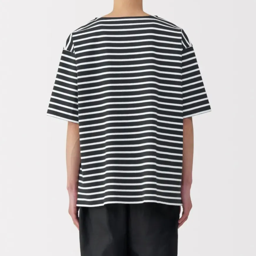 Men's Washed Heavyweight Boat Neck Half Sleeve T-Shirt