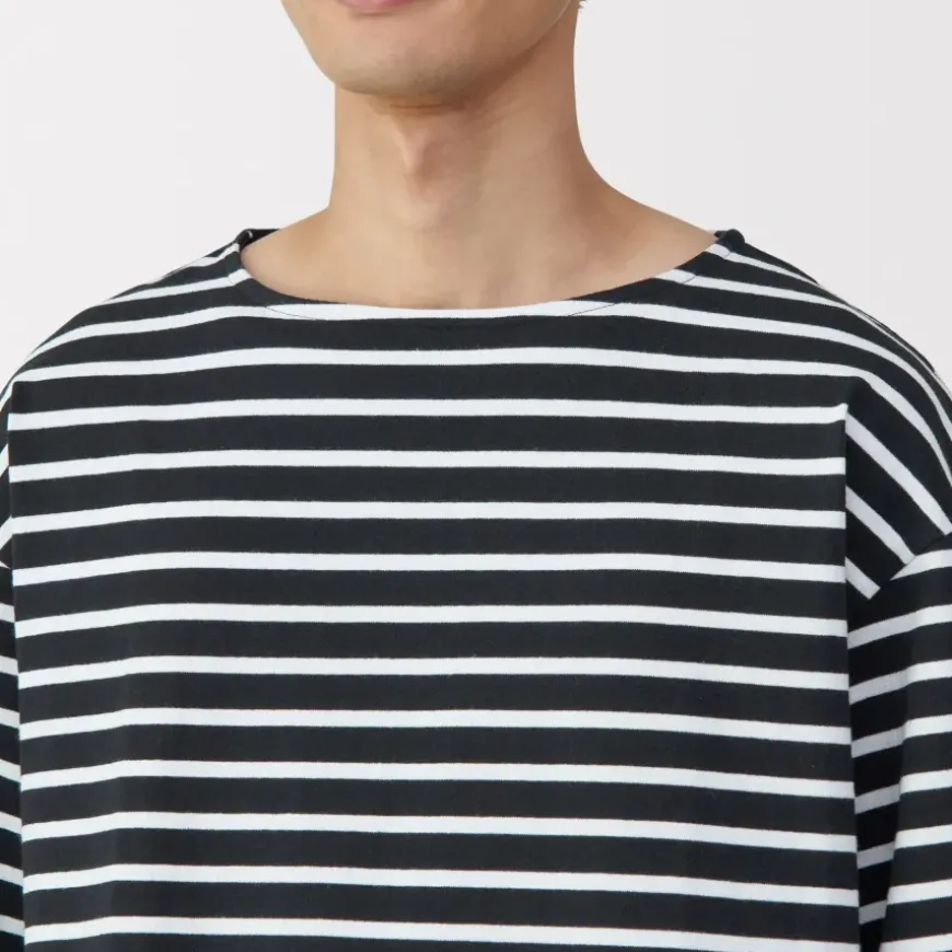 Men's Washed Heavyweight Boat Neck Half Sleeve T-Shirt