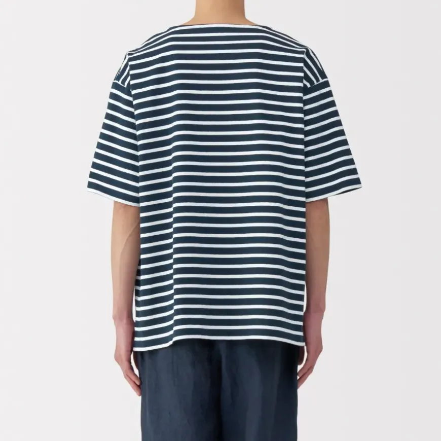 Men's Washed Heavyweight Boat Neck Half Sleeve T-Shirt