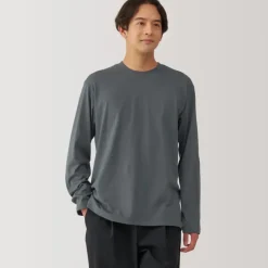 Men's Washed Jersey Crew Neck Long Sleeve T-Shirt