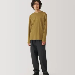 Men's Washed Jersey Crew Neck Long Sleeve T-Shirt