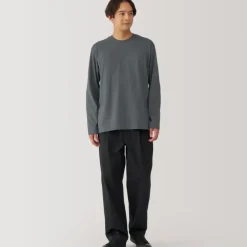 Men's Washed Jersey Crew Neck Long Sleeve T-Shirt