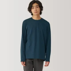 Men's Washed Jersey Crew Neck Long Sleeve T-Shirt