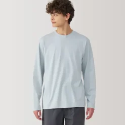 Men's Washed Jersey Crew Neck Long Sleeve T-Shirt