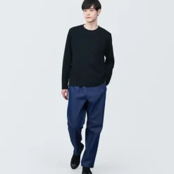 Men's Washed Jersey Crew Neck Long Sleeve T-Shirt