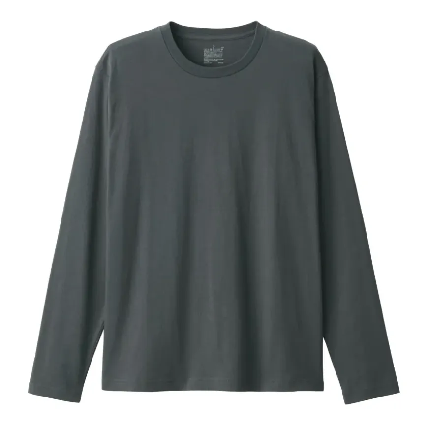 Men's Washed Jersey Long Sleeves Crew Neck T-Shirt