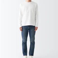 Men's Washed Jersey Long Sleeves Crew Neck T-Shirt