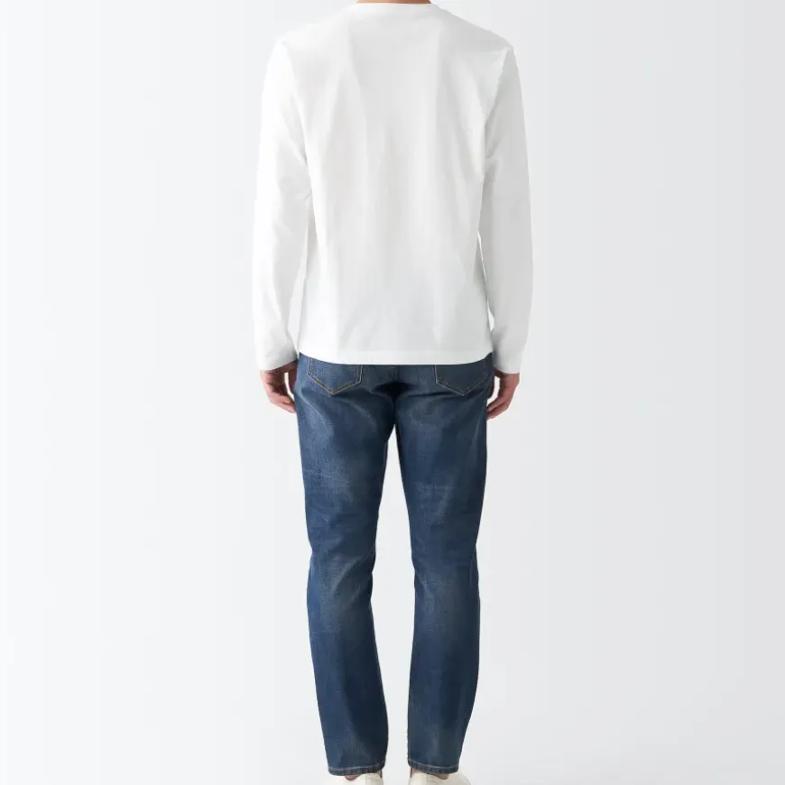 Men's Washed Jersey Long Sleeves Crew Neck T-Shirt
