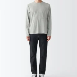 Men's Washed Jersey Long Sleeves Crew Neck T-Shirt