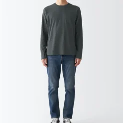 Men's Washed Jersey Long Sleeves Crew Neck T-Shirt