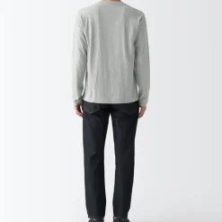 Men's Washed Jersey Long Sleeves Crew Neck T-Shirt