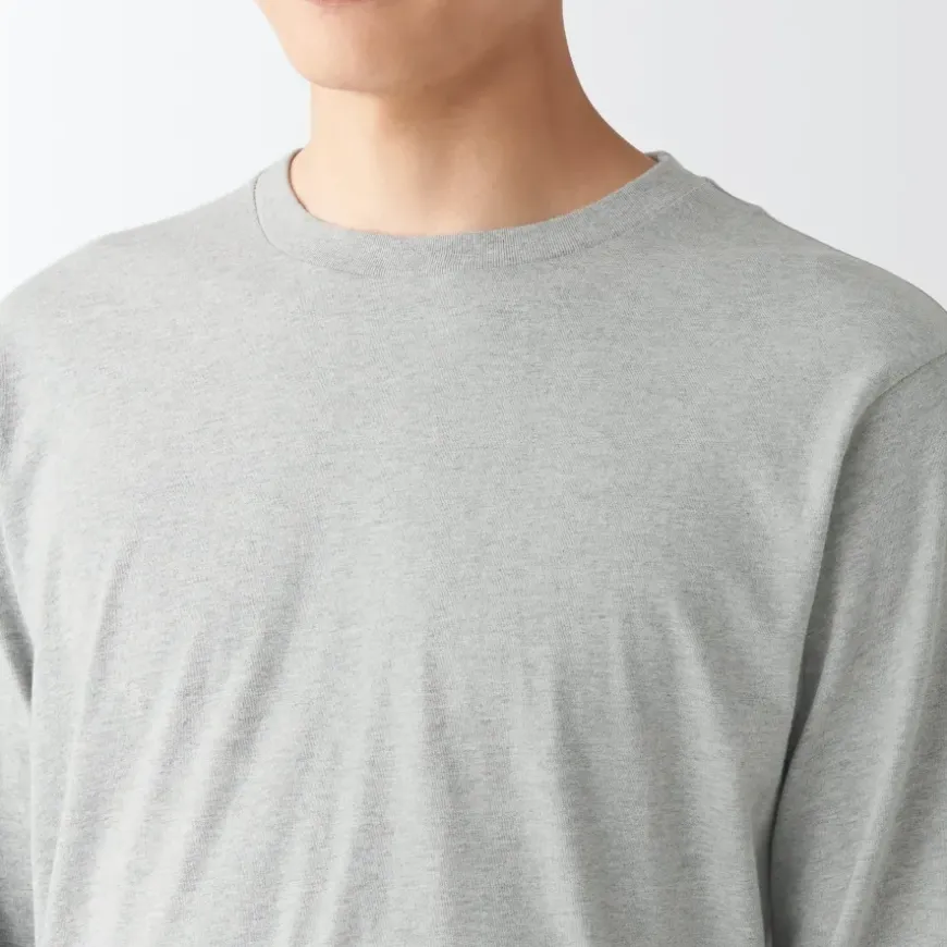 Men's Washed Jersey Long Sleeves Crew Neck T-Shirt