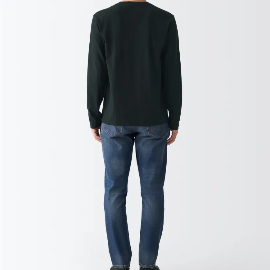 Men's Washed Jersey Long Sleeves Crew Neck T-Shirt