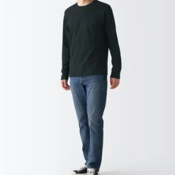 Men's Washed Jersey Long Sleeves Crew Neck T-Shirt