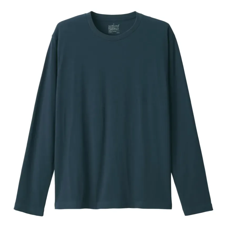 Men's Washed Jersey Long Sleeves Crew Neck T-Shirt