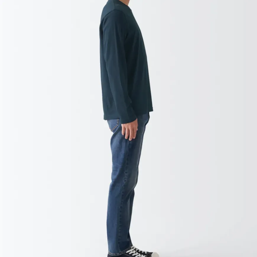 Men's Washed Jersey Long Sleeves Crew Neck T-Shirt