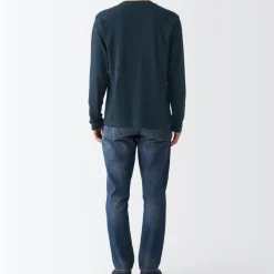 Men's Washed Jersey Long Sleeves Crew Neck T-Shirt