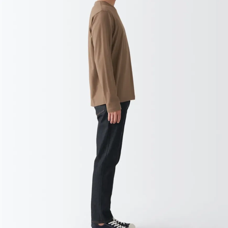 Men's Washed Jersey Long Sleeves Crew Neck T-Shirt
