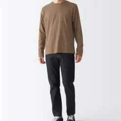 Men's Washed Jersey Long Sleeves Crew Neck T-Shirt
