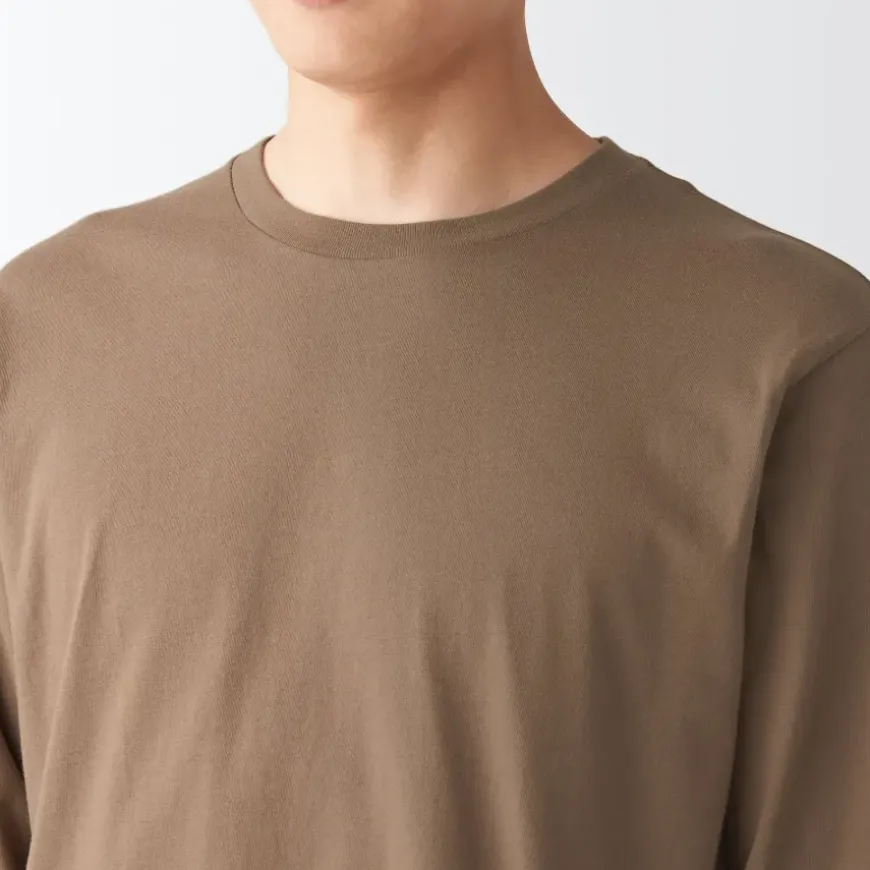 Men's Washed Jersey Long Sleeves Crew Neck T-Shirt