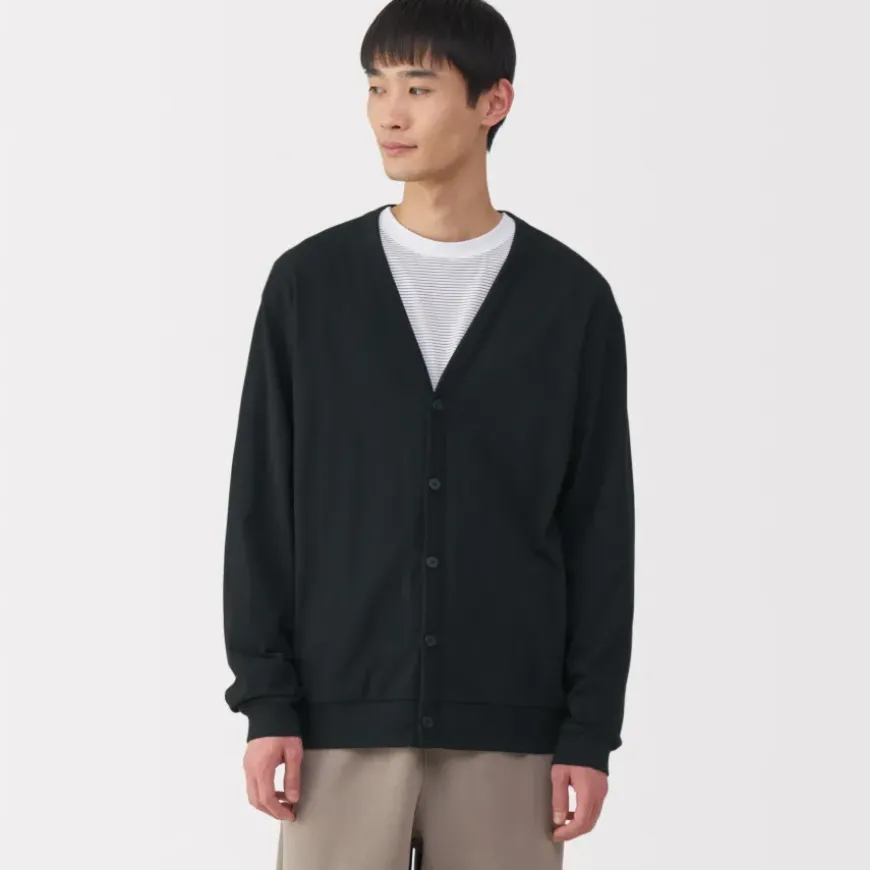 Men's Washed Jersey V-Neck Cardigan