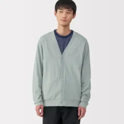 Men's Washed Jersey V-Neck Cardigan