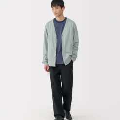 Men's Washed Jersey V-Neck Cardigan