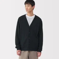 Men's Washed Jersey V-Neck Cardigan