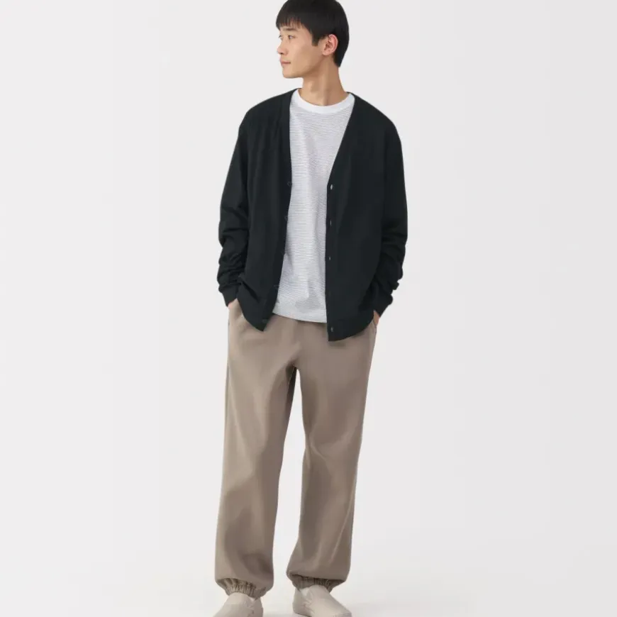 Men's Washed Jersey V-Neck Cardigan