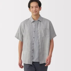 Men's Washed Linen Short Sleeve Shirt