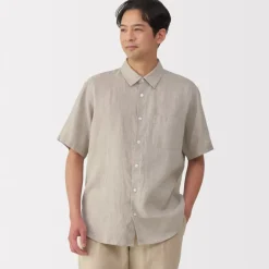 Men's Washed Linen Short Sleeve Shirt