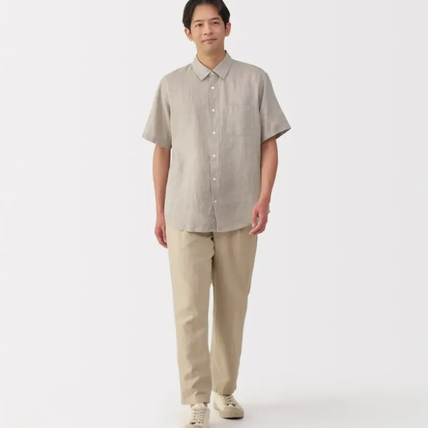Men's Washed Linen Short Sleeve Shirt