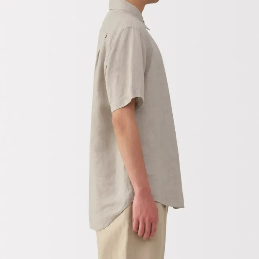 Men's Washed Linen Short Sleeve Shirt