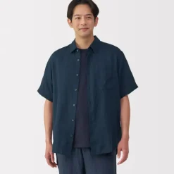 Men's Washed Linen Short Sleeve Shirt