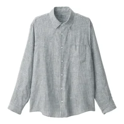 Men's Washed Linen Striped Shirt