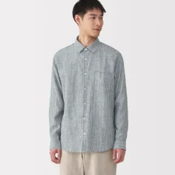 Men's Washed Linen Striped Shirt