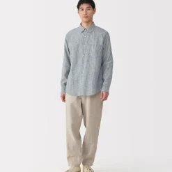 Men's Washed Linen Striped Shirt